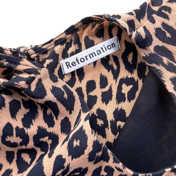 Reformation Gracie Leopard Short Sleeve Mini Dress 8 - Picture 6 of 8
